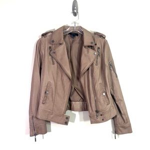 Vegan Leather Jacket in Brown, Size L